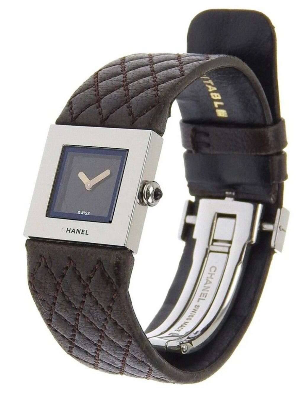 CHANEL Matelasse Watches H0116 blackDial Stainless Steel Quartz Analog dis...